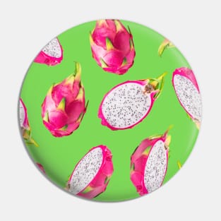 Dragon Fruit Pattern Bright Lime Green - Summer Fruits Pin