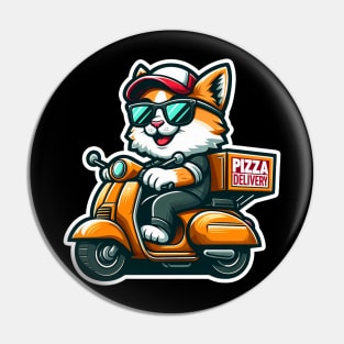 Cool Exotic Shorthair Cat Pizza Delivery Pin