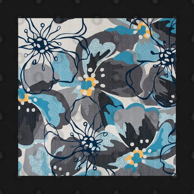 Modern Large Floral Gray-Blue by OialiCreative