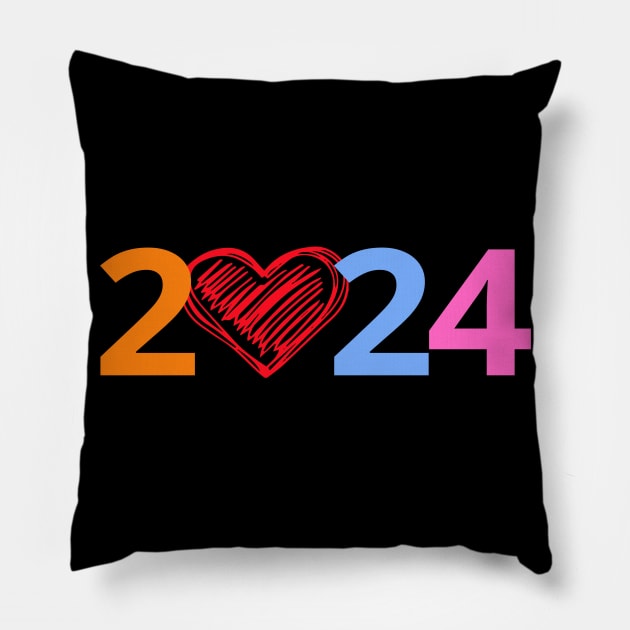 Hello 2024 Happy New Pillow by JSJ Art