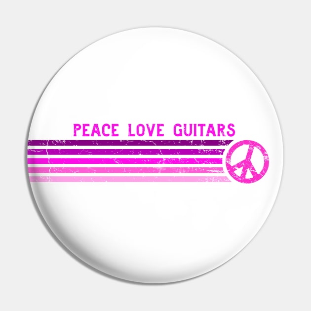 PEACE LOVE GUITARS Retro Pink Stripes Pin by Jitterfly