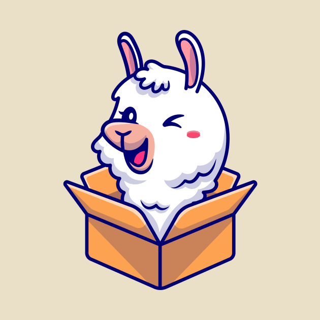 Cute Alpaca In Box Cartoon by Catalyst Labs