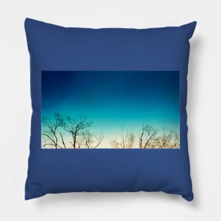 Leafless Tree Ombre Sky Pillow