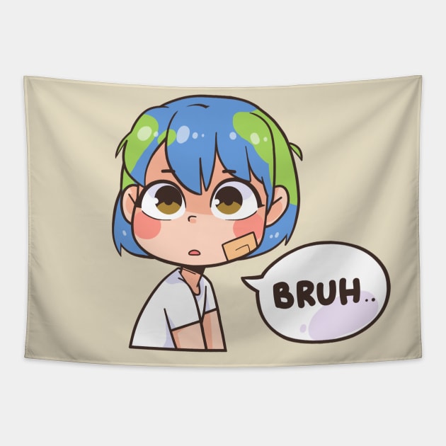 Earth-Chan Bruh Tapestry by badruzart