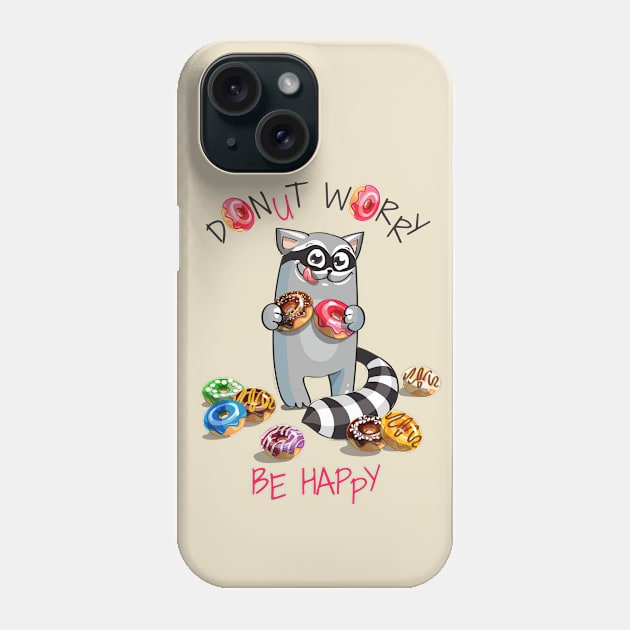 Racoon Donut Worry Phone Case by Mako Design 