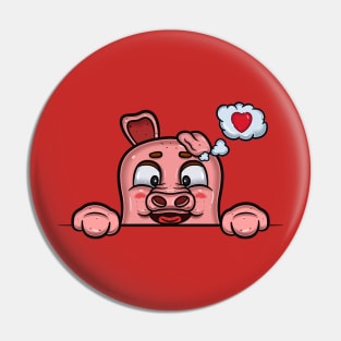 Pig Cartoon With Loving Face Expression Pin