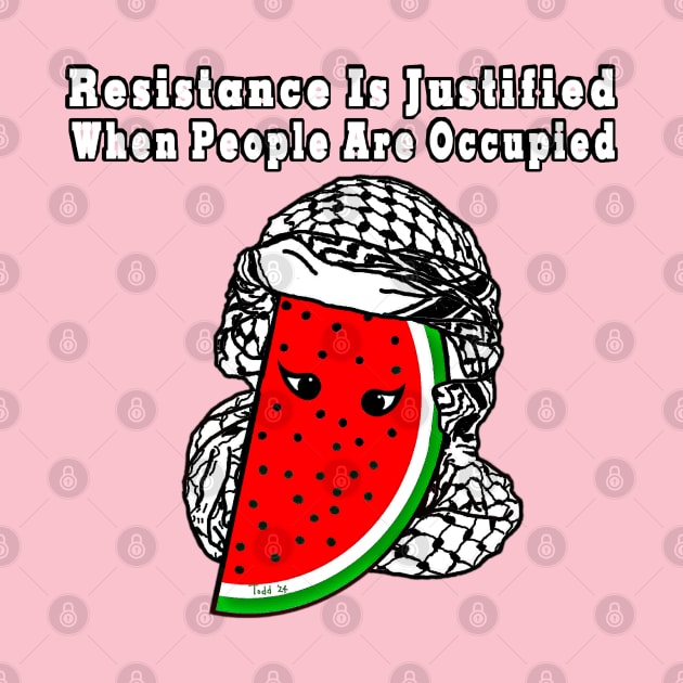 Resistance Is Justified When People Are Occupied - Watermelon Keffiyeh - Full Wrap - With Eyes -Front by SubversiveWare