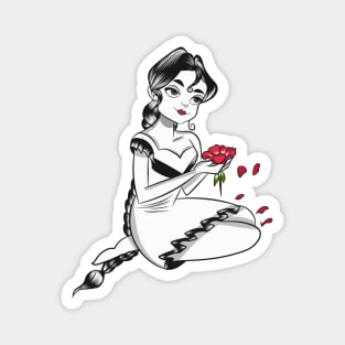 The girl with rose In hand Magnet