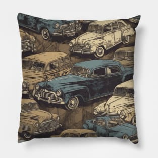 Old Cars Pattern Pillow