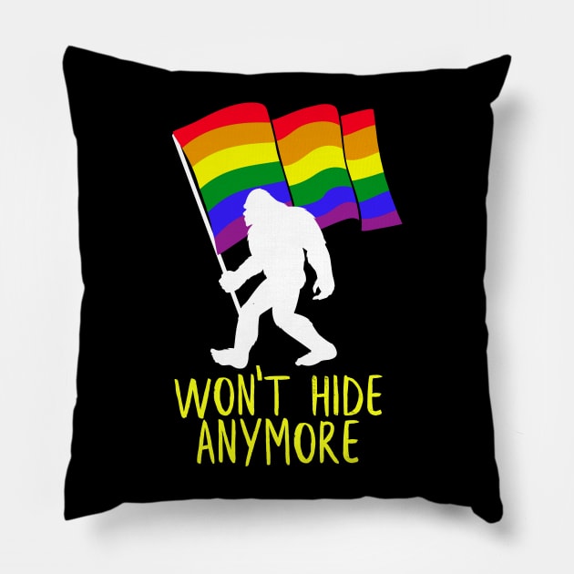 Bigfoot LGBT t-shirt No more hiding tee Pillow by Chilling Nation