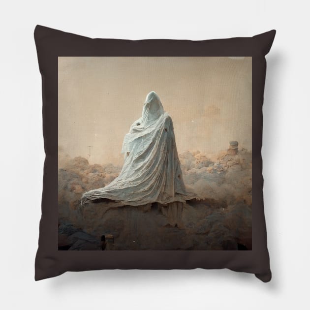 3d art sculpting paint ghost coverage white cloth Pillow by NdegCreate