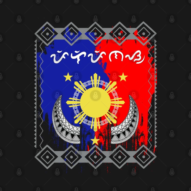 Philippine Flag Sun / Baybayin word Pilipinas (Philippines) by Pirma Pinas