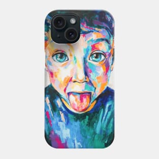 Picture of a boy sticks out his tongue. Phone Case