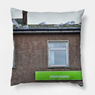 Seagulls waiting above the job centre Pillow