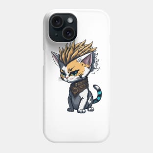 Rock n Roll Metalhead Punk Cat with Mohawk Hairstyle Phone Case