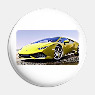 Huracan Yellow Cartoon Drawing Action Print Pin