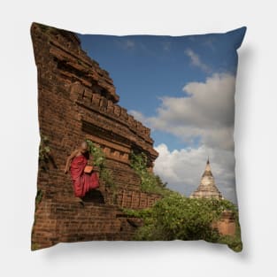 Young Monk Scampering Pillow