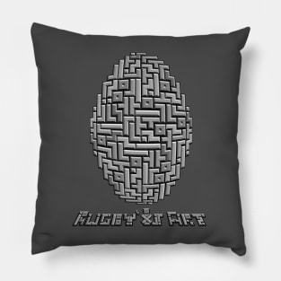 Rugby Tetris Grayscale Art by GPereyra Pillow