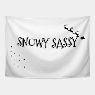 SNOWY SASSY Christmas Pun Tapestry