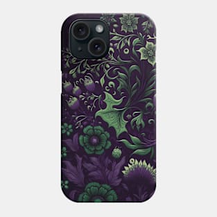 Purple And Green Retro Vintage Floral Pattern Phone Case