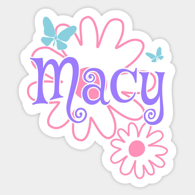 Macy Girls Name Daisy Butterflies - Macy Name - Sticker ...