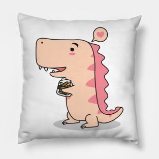 Cute Dinosaur Cartoon Art Pillow