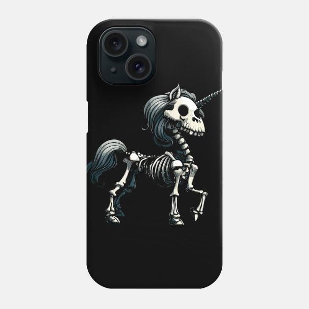 Spooky magical skeleton unicorn Phone Case by TomFrontierArt