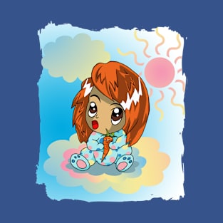 Cute Red Haired Baby with a Plush Carrot T-Shirt