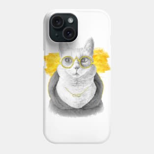 The charcoal cat (white version) Phone Case