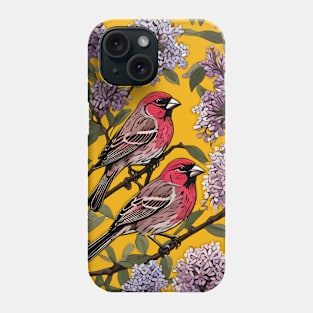 New Hampshire Purple Finches And Purple Lilac Blossom Phone Case