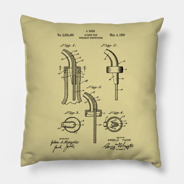 Man Cave Art - Whiskey Patent Print Pillow by MadebyDesign