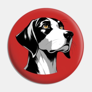 Stunning and Cool English Foxhound Monochrome and Gold Portrait for Father's Day Pin