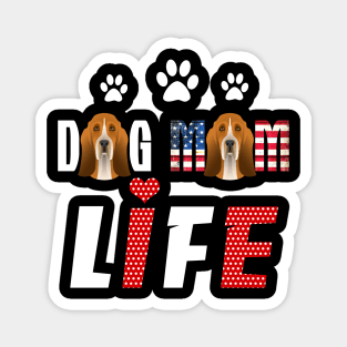 Basset Hound Mom Life Patriotic America 4Th Of July Magnet