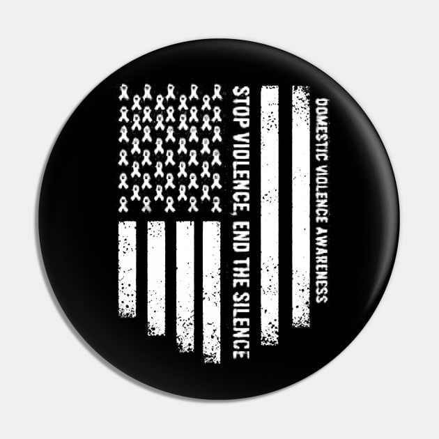 Domestic Violence Awareness USA American Flag Pin by eraillustrationart