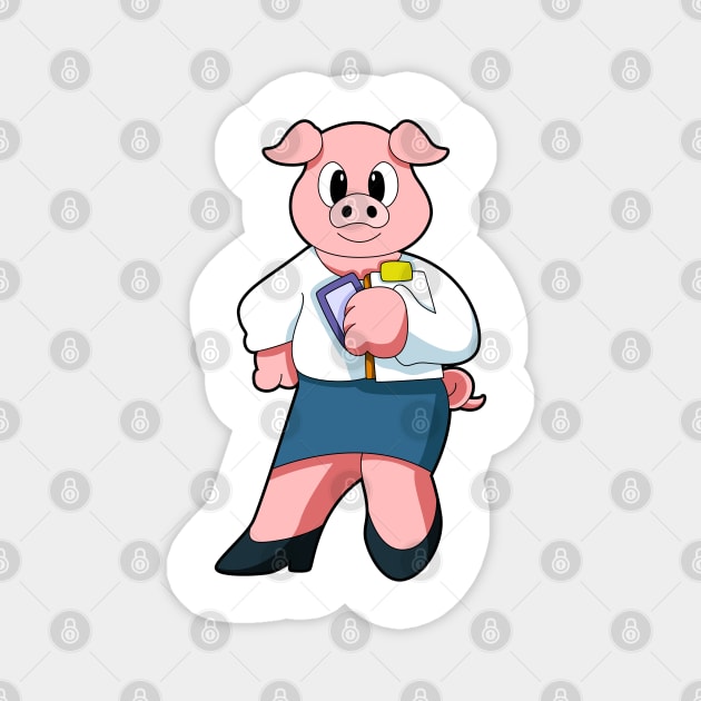 Pig as Secretary with Skirt Magnet by Markus Schnabel