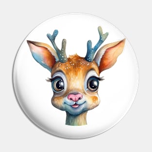 Deer Watercolor Pin