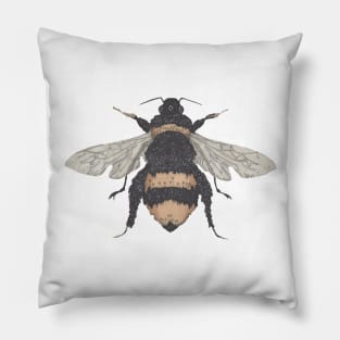 Bee, the gardener's friend. Buzzing! On sky blue. Pillow