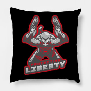 Flying Man With Guns Pillow