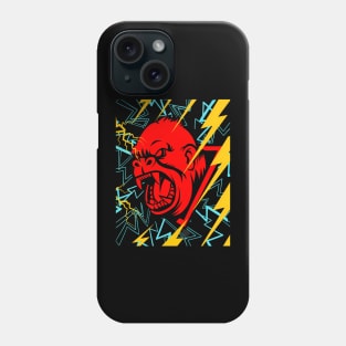 big gorilla and so angry and strong with thander and black background thats cool be strong Phone Case