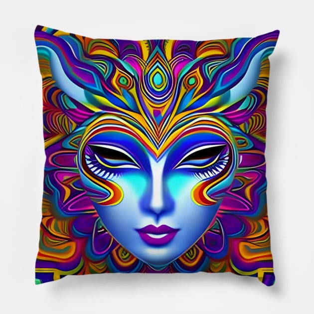 Catgirl DMTfied (11) - Trippy Psychedelic Art Pillow by TheThirdEye