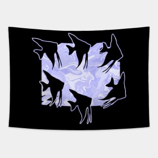 currents Liquid Aabstract Mauve Angelfish Silhouette Tapestry