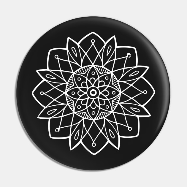 Mandala in White Pin by LoraMaze