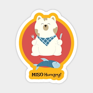 MISO Hungry! kitty with fork knife dead fish Magnet