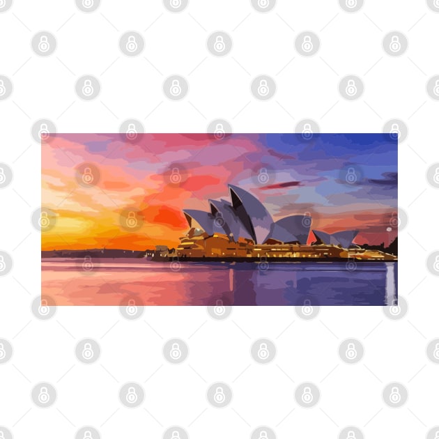 Sydney Opera House Sunset Painting by gktb