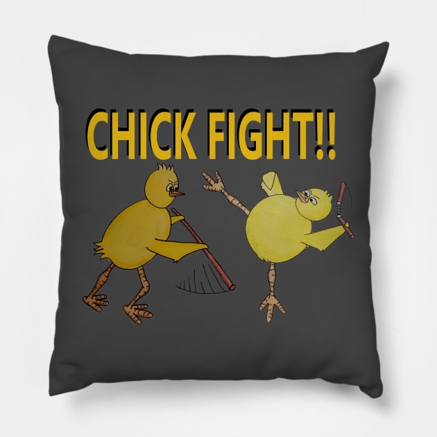 Chick Fight! Baby chickens throw down. - martial arts Pillow by Acutechickendesign