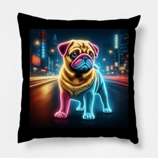 Neon Pug Dog Pillow