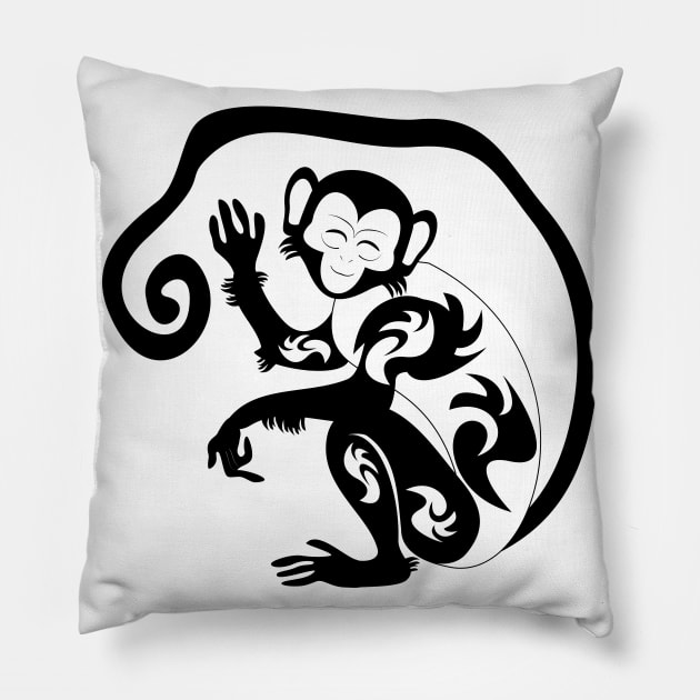 tribal monkey Pillow by tiver