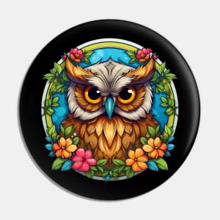 Owl Floral Flowers Pin