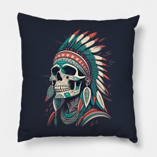 Red Indian Skull  - Classic Vintage Summer Pillow