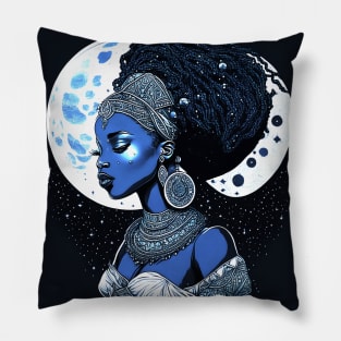 [AI Art] Lunar Lady, Line Art Style Pillow